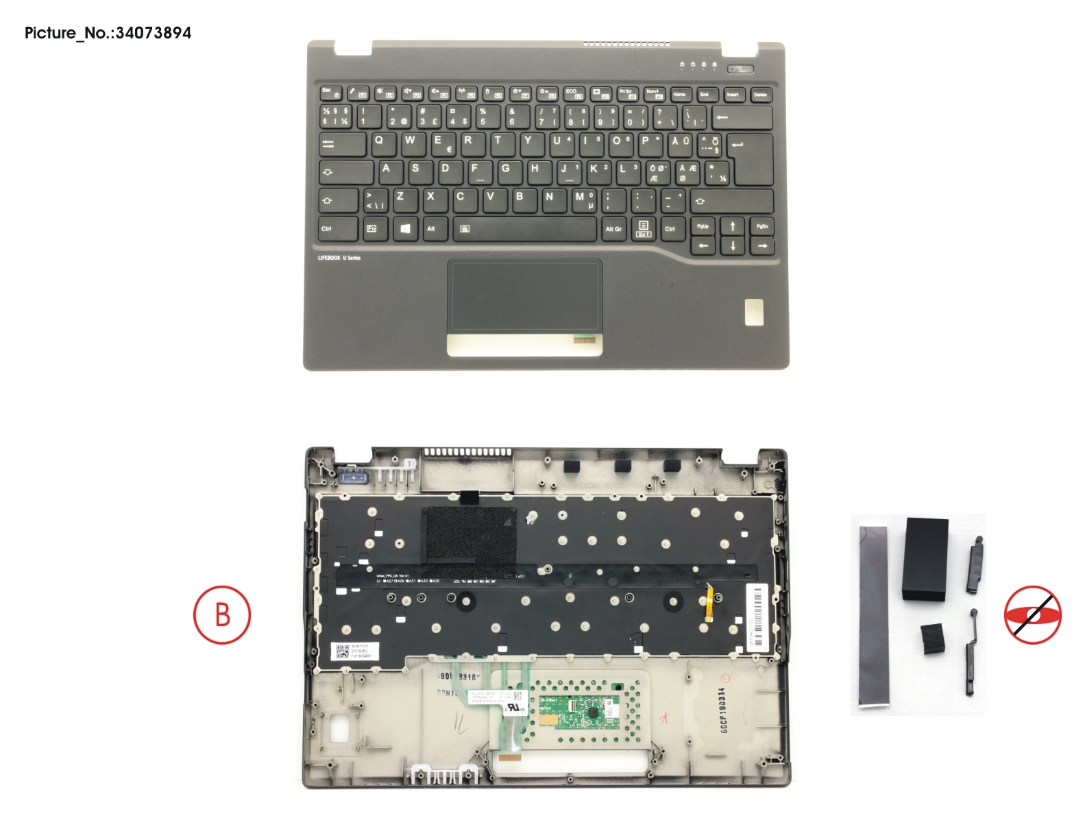 UPPER ASSY INCL. KEYB NORDIC W/FP(TBT)
