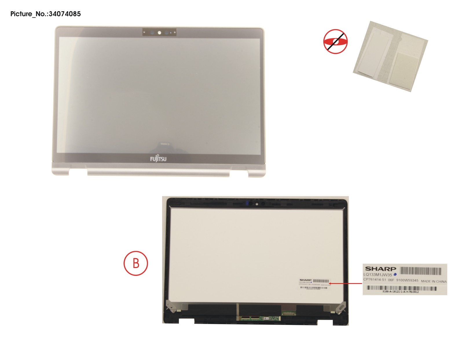 LCD ASSY FHD, AG INCL.TOUCHPANEL