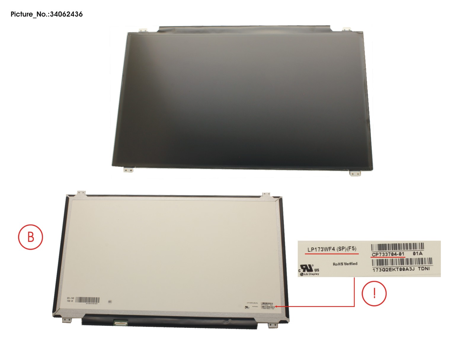 LCD PANEL LGD AG, LP173WF4-SPF5 (FHD)