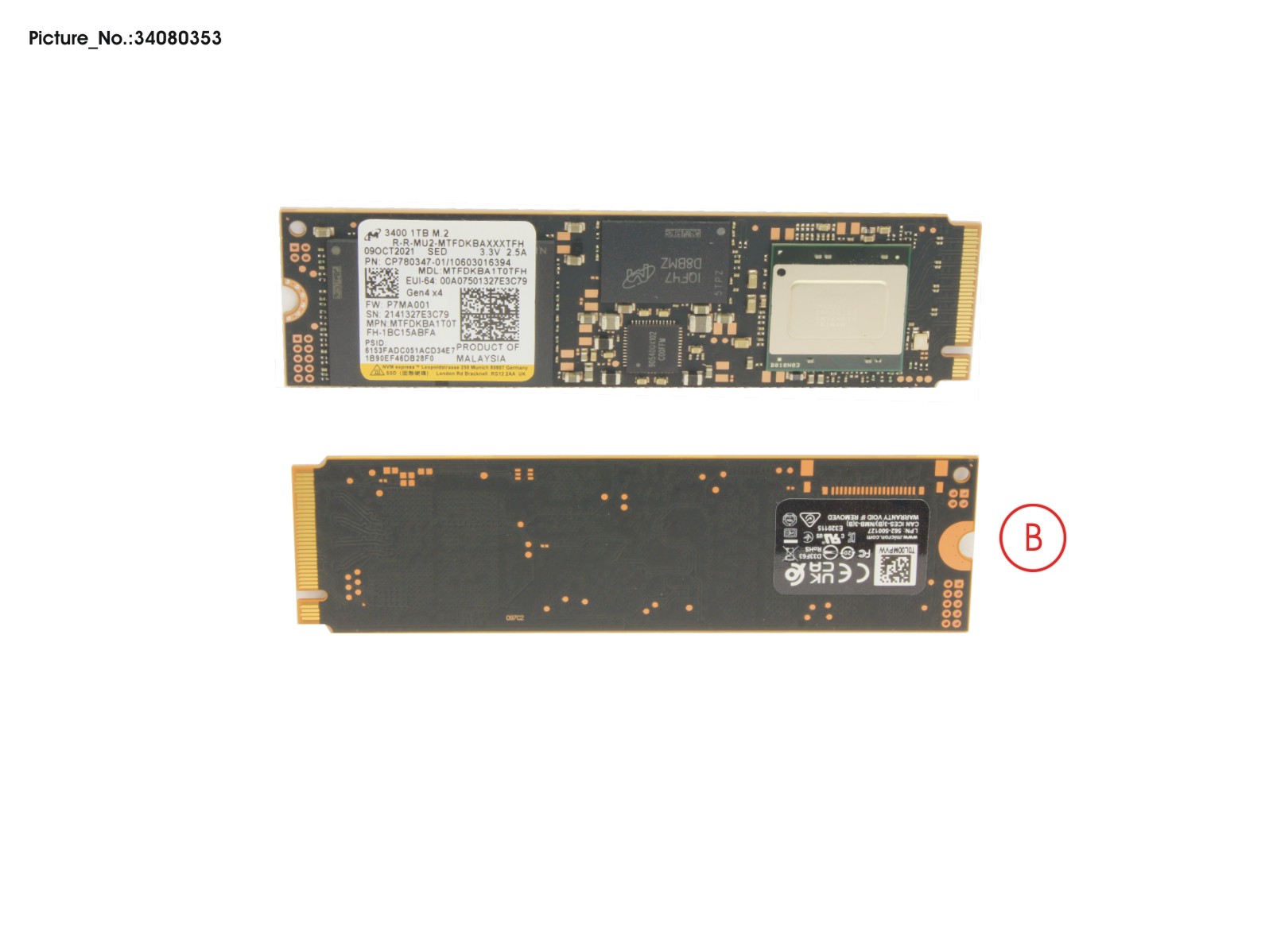 SSD PCIE M.2 2280 1TB 3400 (SED) SSD PCIE M.2 2280 1TB 3400 (SED)