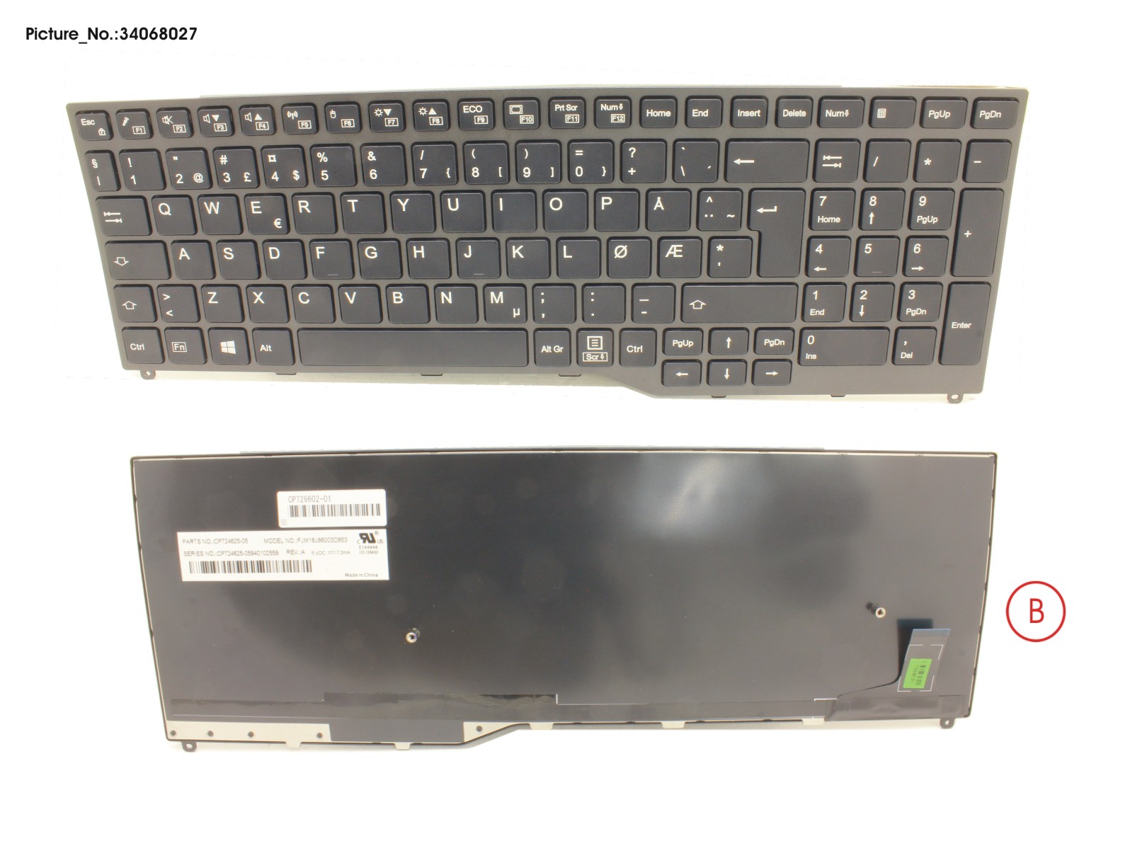 FUJITSU KEYBOARD 10KEY BLACK W/O TS NORWAY