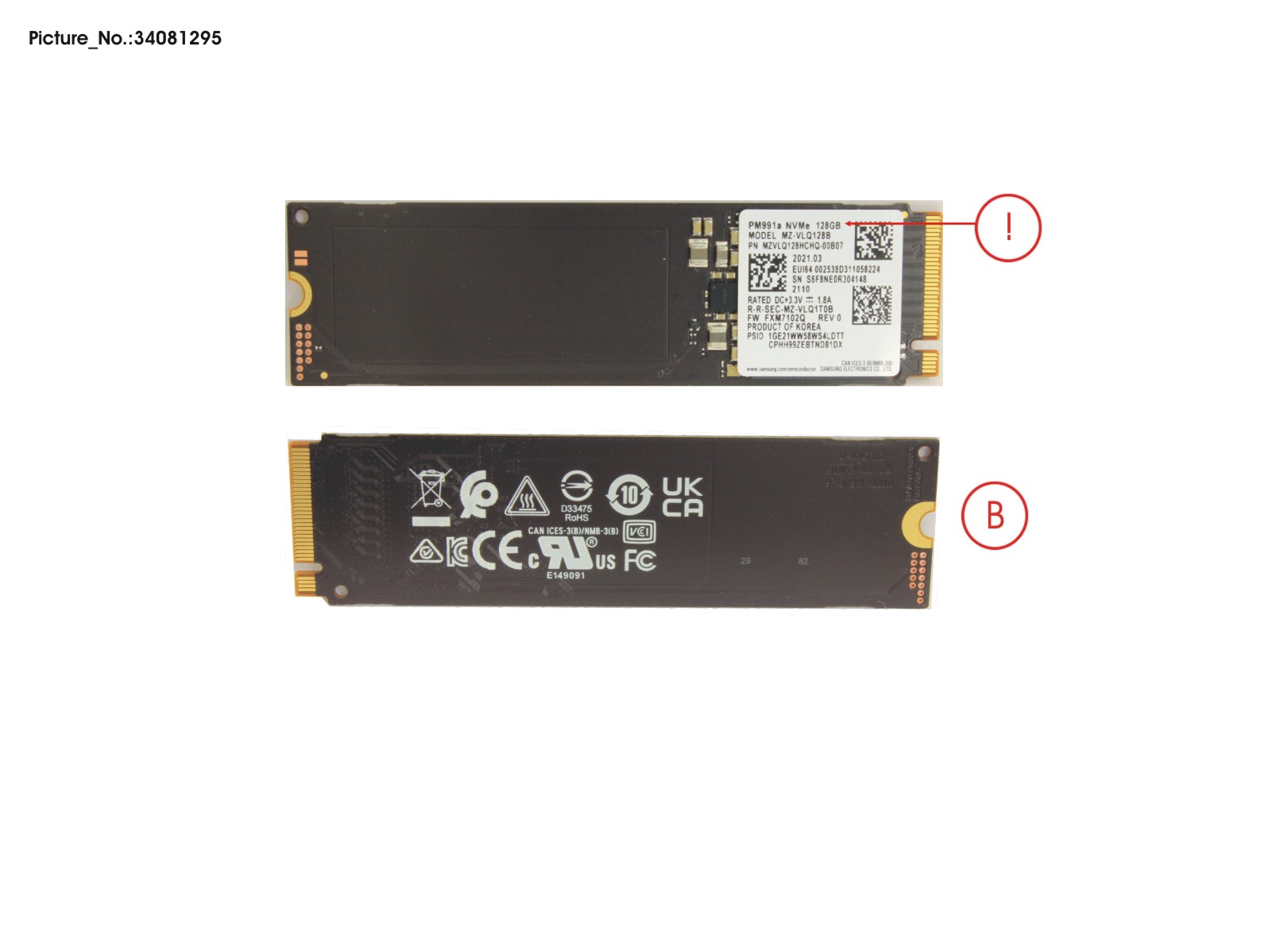 SSD PCIE M.2 2280 128GB PM991A (SED)