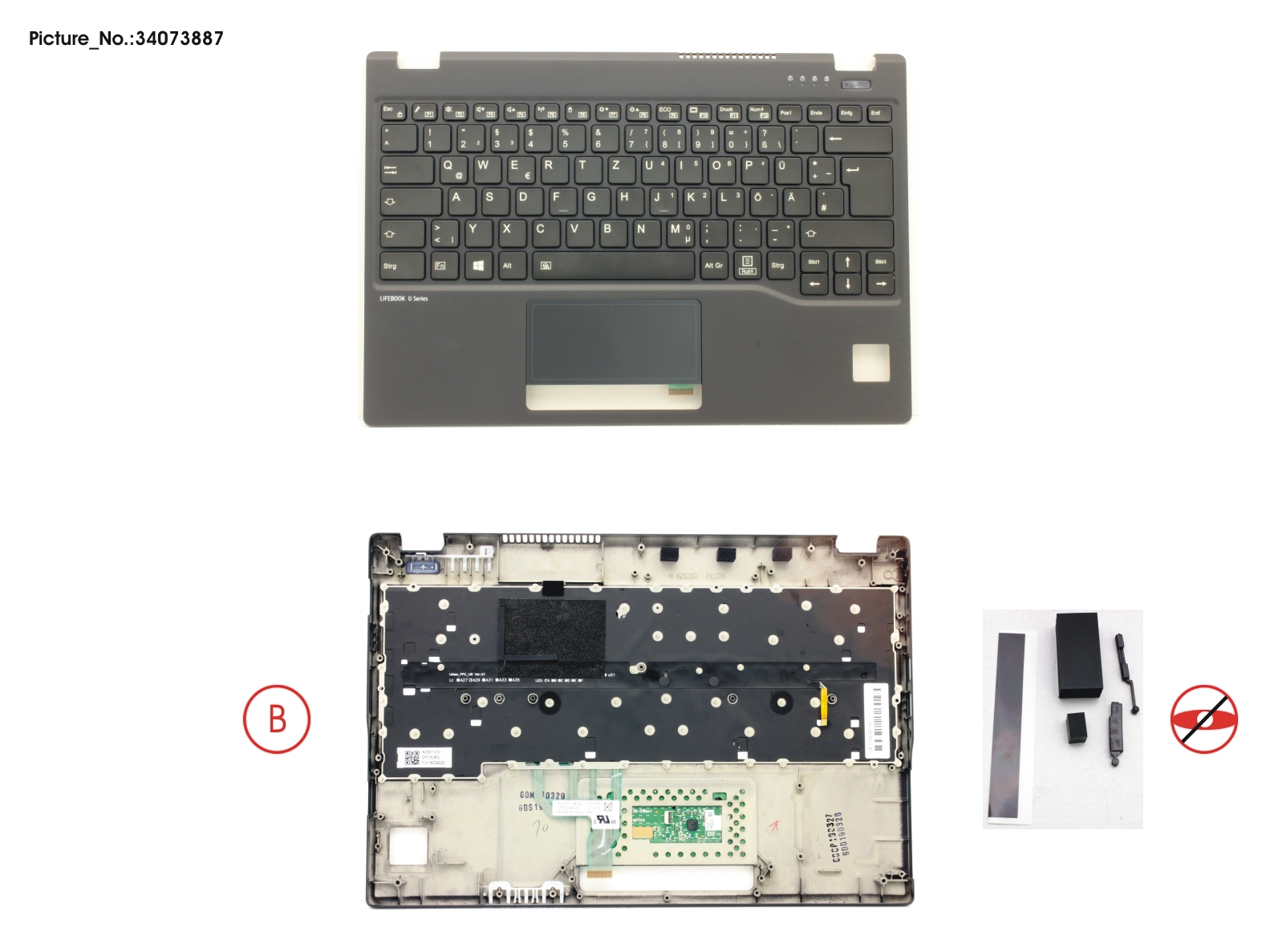 UPPER ASSY INCL. KEYB GERMAN FOR PV