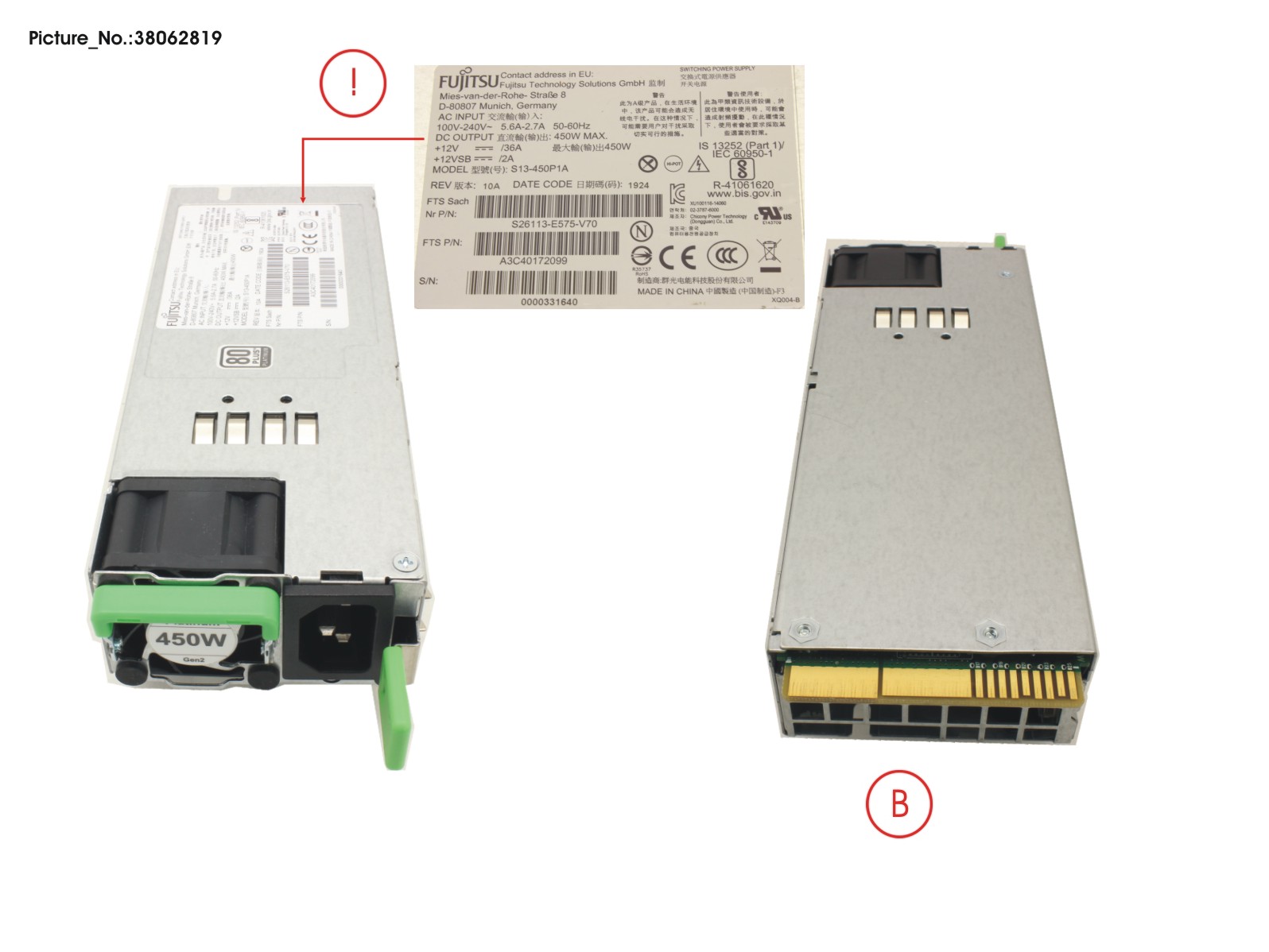 FUJITSU MODULAR PSU 450W PLATINUM HP