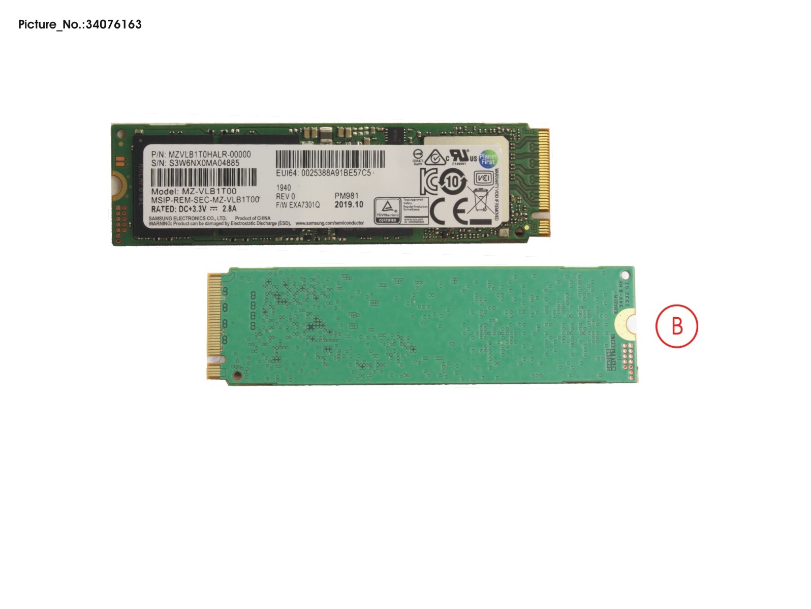 SSD PCIE M.2 2280 PM981 1TB(NON-SED)