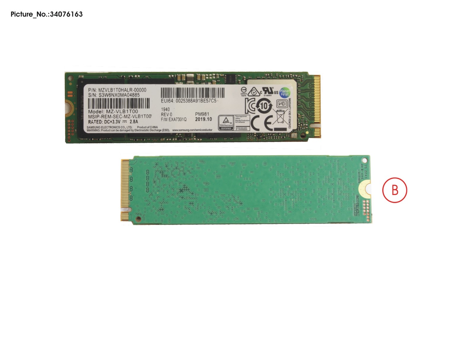 SSD PCIE M.2 2280 PM981 1TB(NON-SED) SSD PCIE M.2 2280 PM981 1TB(NON-SED)
