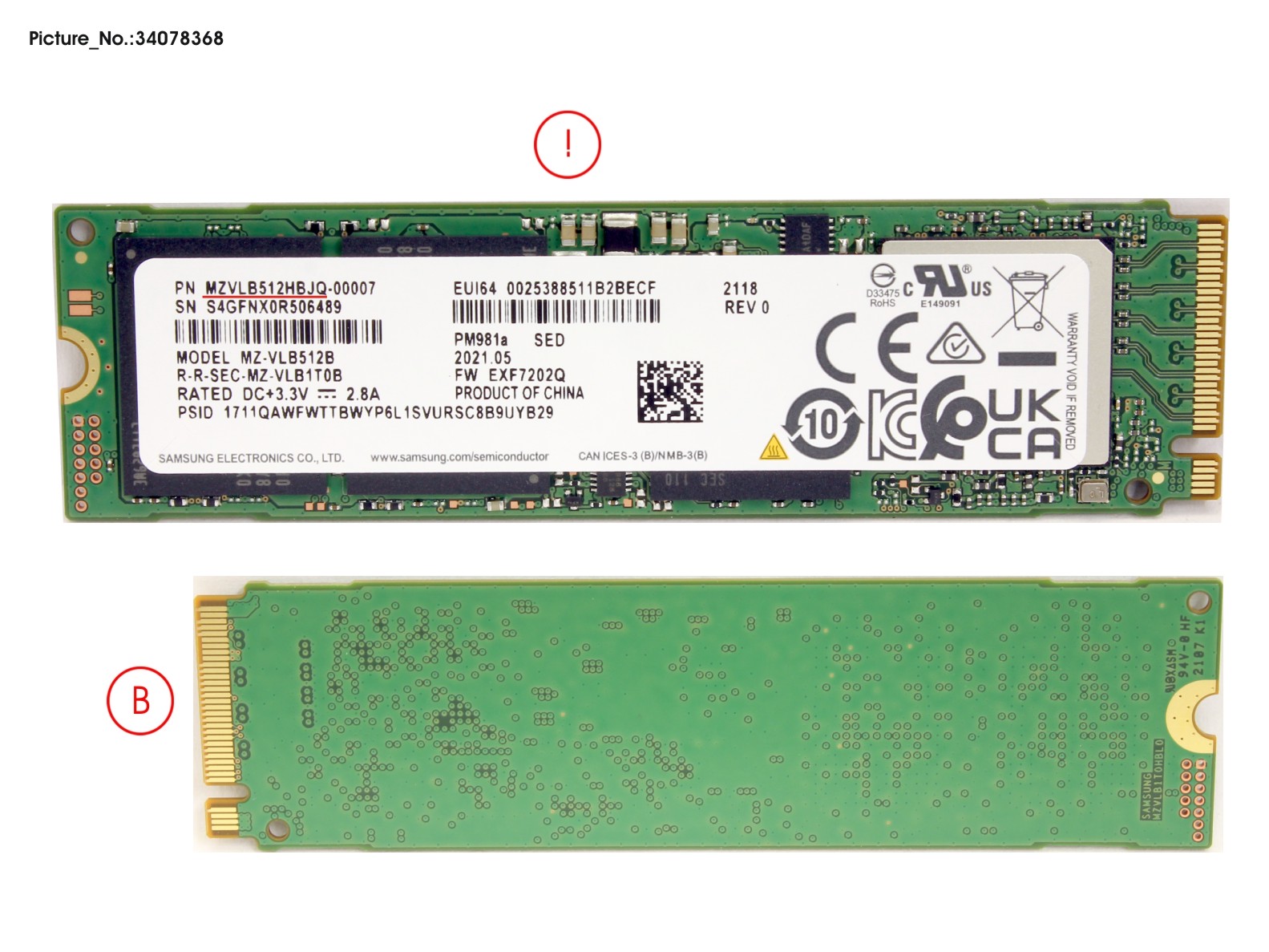 SSD PCIE M.2 2280 512GB PM981A (SED)