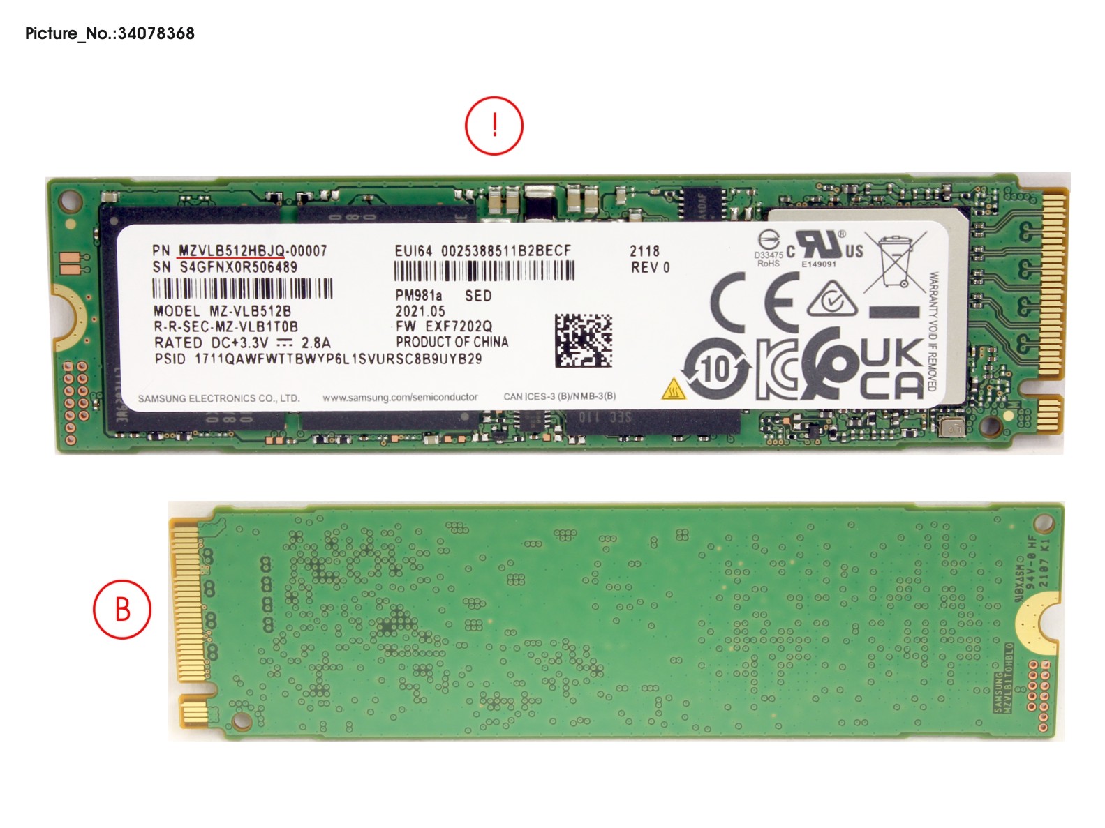 SSD PCIE M.2 2280 512GB PM981A (SED) SSD PCIE M.2 2280 512GB PM981A (SED)