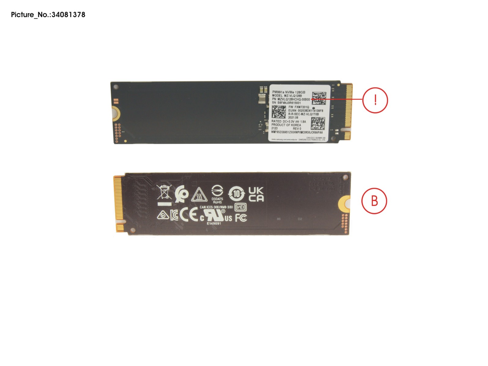 SSD PCIE M.2 PM991A 128GB (SED)