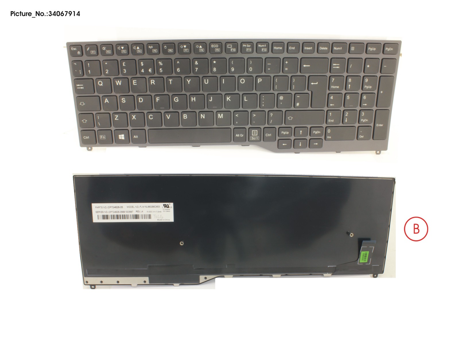 FUJITSU KEYBOARD 10KEY BLACK W/O TS UK