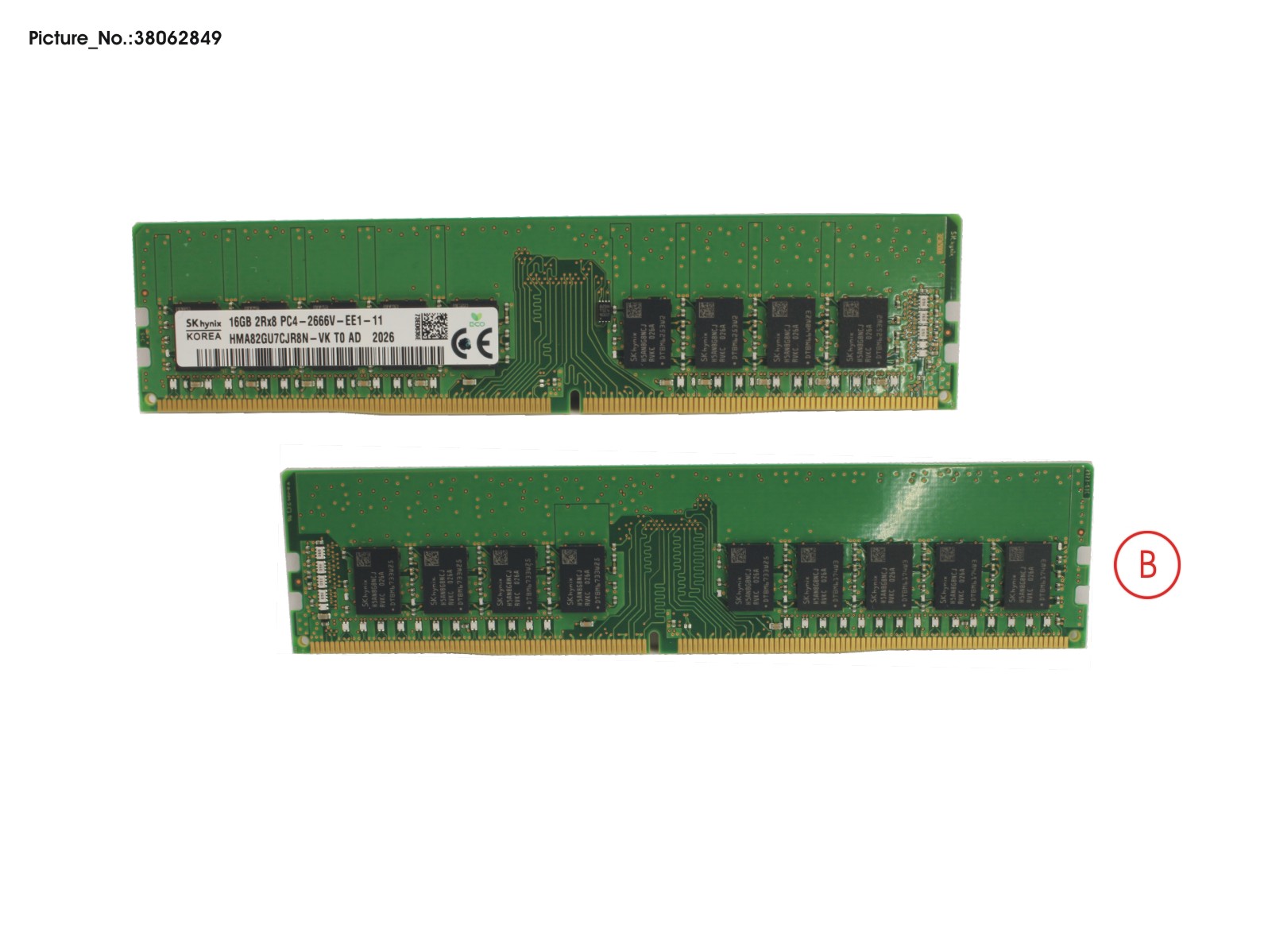 FUJITSU 16GB (1X16GB) 2RX8 DDR4-2666 U ECC