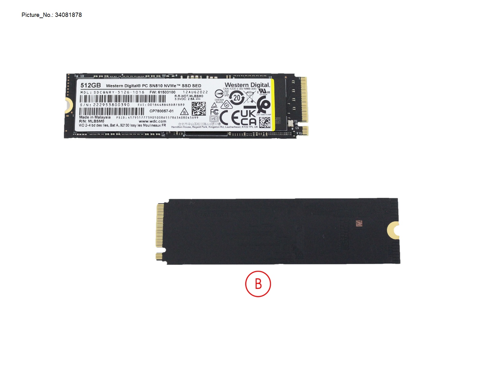SSD PCIE M.2 2280 512GB SN810 (SED) SSD PCIE M.2 2280 512GB SN810 (SED)