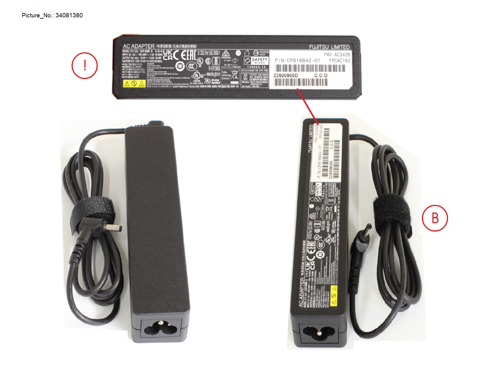 FUJITSU AC-ADAPTER 19V 65W (3PIN)W/UKCA/TCO9