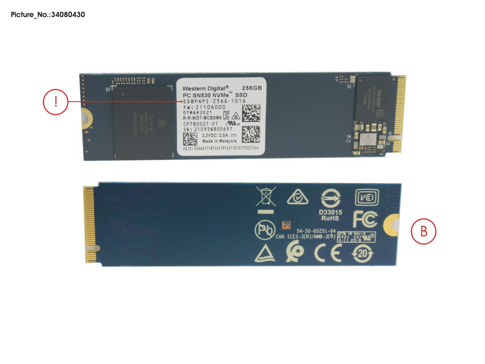 SSD PCIE M.2 2280 256GB SN530