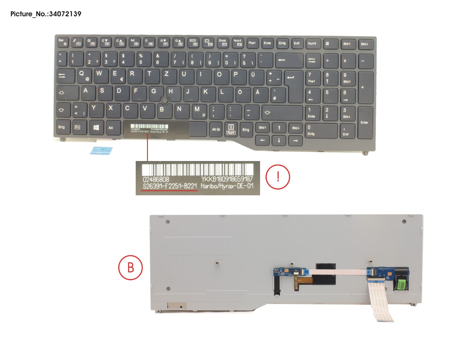 KEYBOARD BLACK W/ TS GERMAN