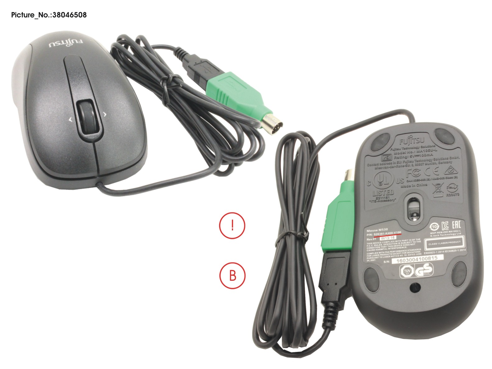 MOUSE M530 BLACK USB WITH PS2 
