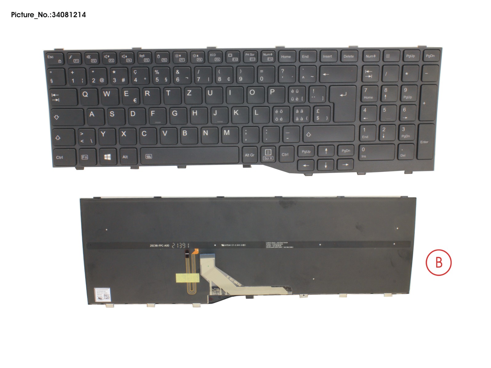 KEYBOARD BLACK W/ BL SWISS KEYBOARD BLACK W/ BL SWISS