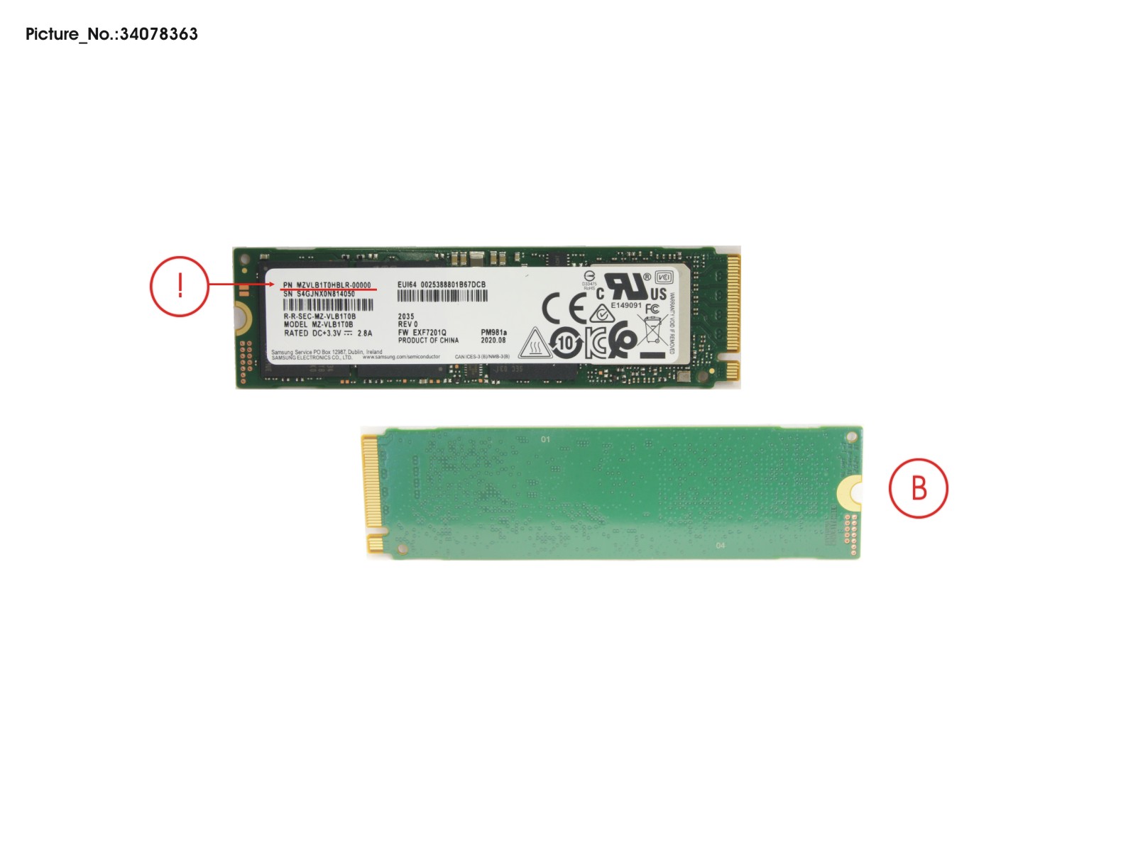 SSD PCIE M.2 2280 1TB PM981A