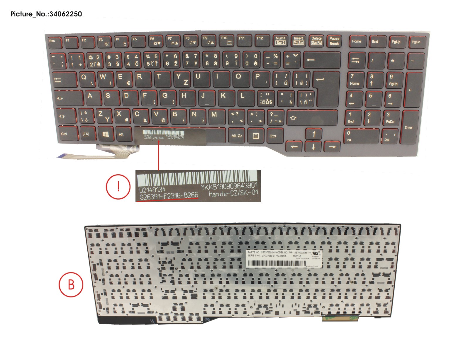 KEYBOARD BLACK W/O TS CZECH/SLOVAKIA