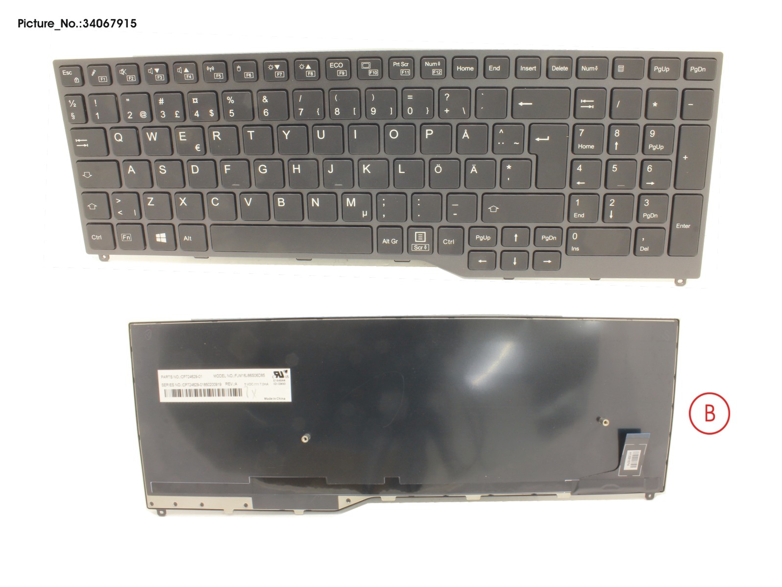 FUJITSU KEYBOARD 10KEY BLACK W/O TS SWE/FINLAND