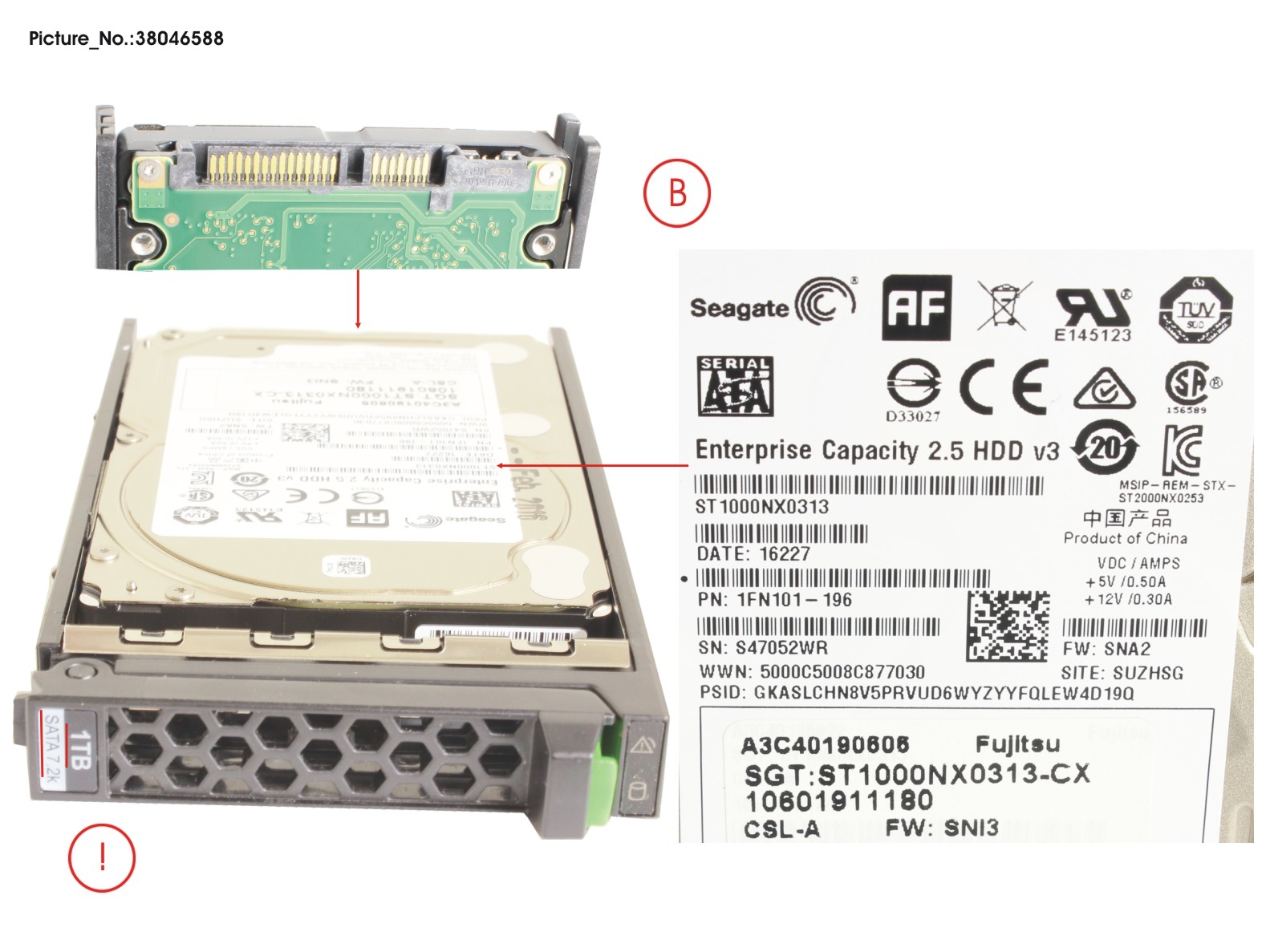 HD SATA 6G 1TB 7.2K 512E HOT PL 2.5 BC