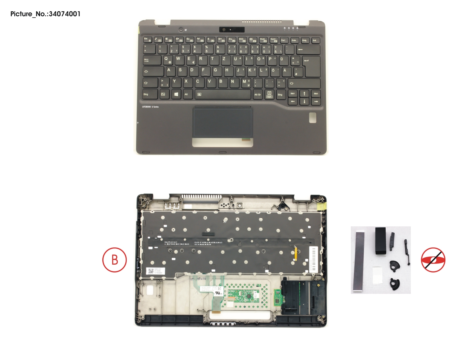 UPPER ASSY INCL. KEYB GERMAN W/FP(TBT) UPPER ASSY INCL. KEYB GERMAN W/FP(TBT)