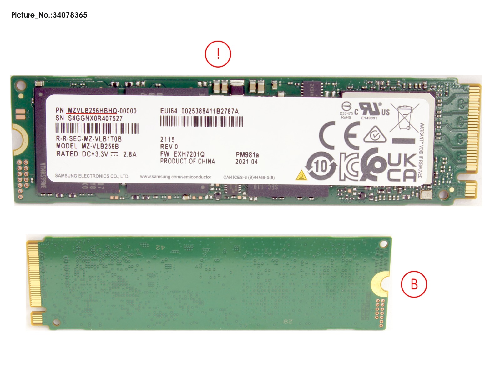 SSD PCIE M.2 2280 256GB PM981A