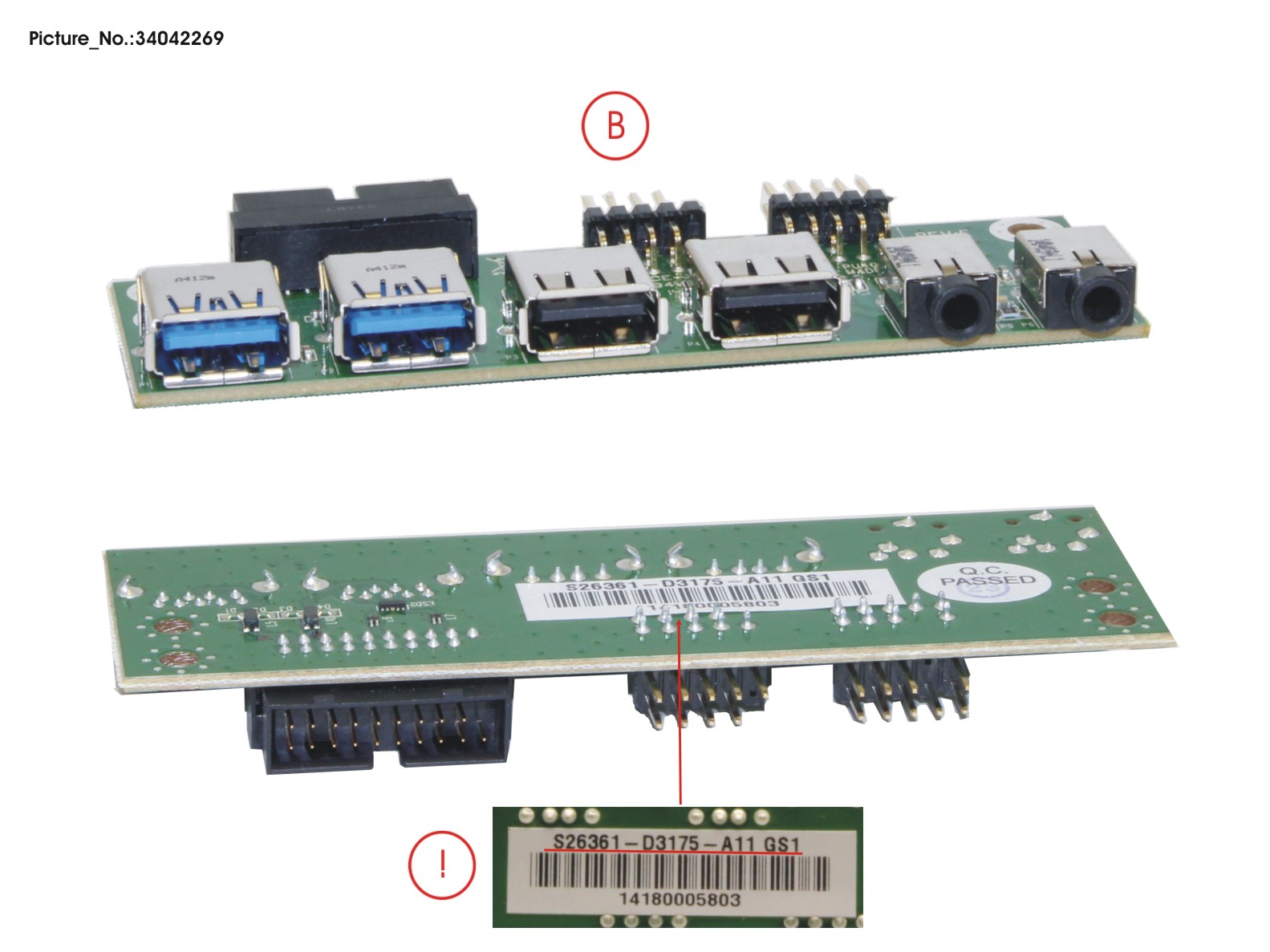 FUJITSU FRONT I/O BOARD USB2+3.0+AUD