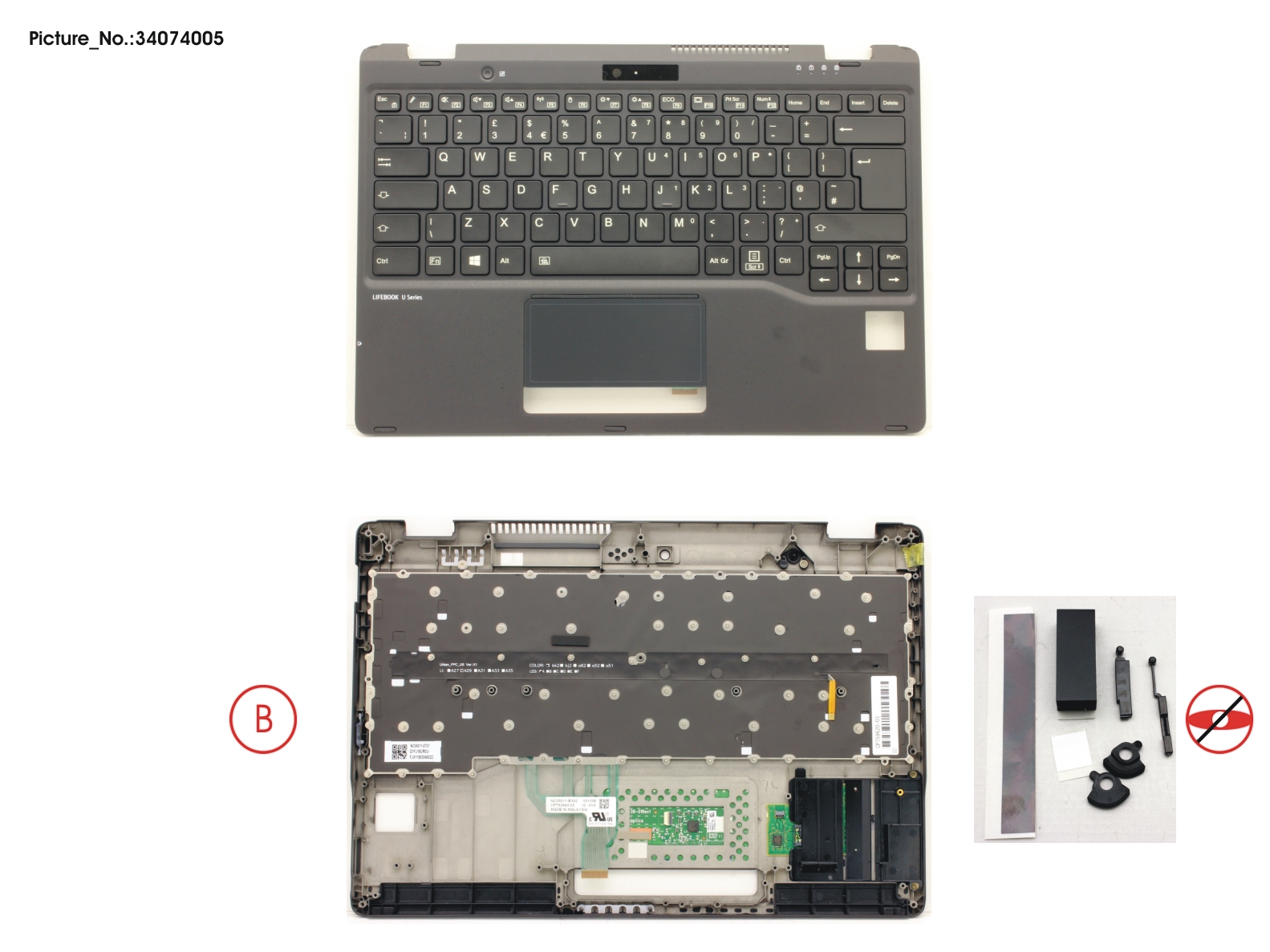 UPPER ASSY INCL. KEYB UK FOR PV