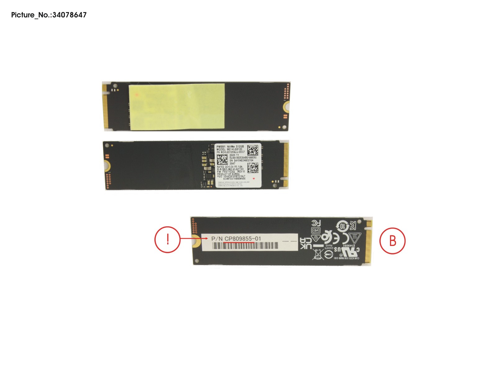 SSD PCIE M.2 PM991 512GB(SED) W/ RUBBER