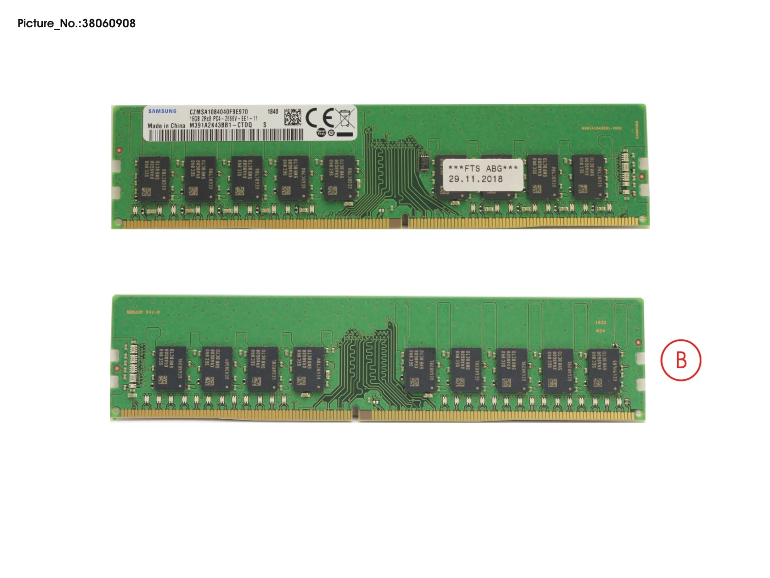 FUJITSU 16GB (1X16GB) 2RX8 DDR4-2666 U ECC