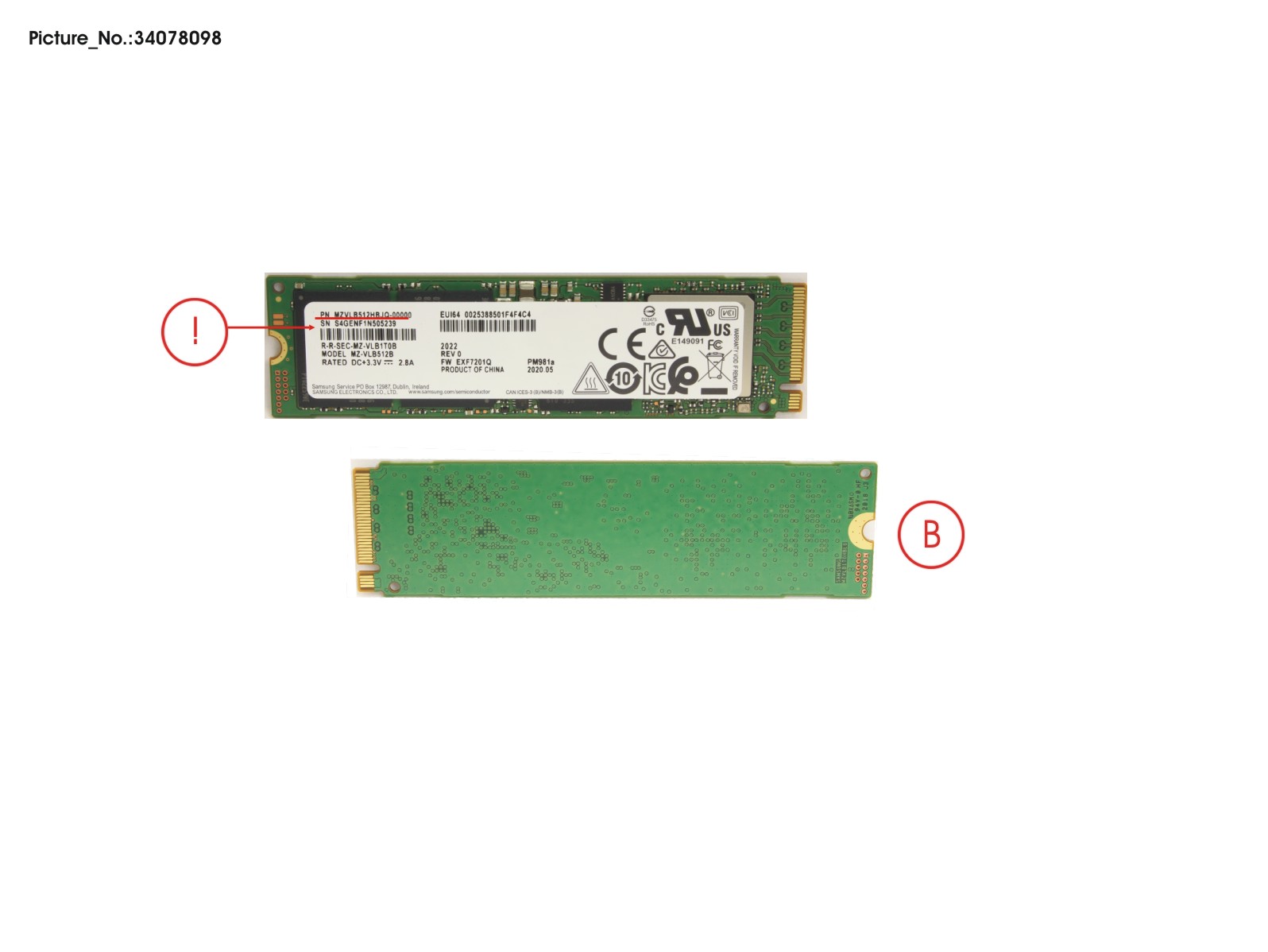SSD PCIE M.2 2280 PM981A 512GB (SED) SSD PCIE M.2 2280 PM981A 512GB (SED)