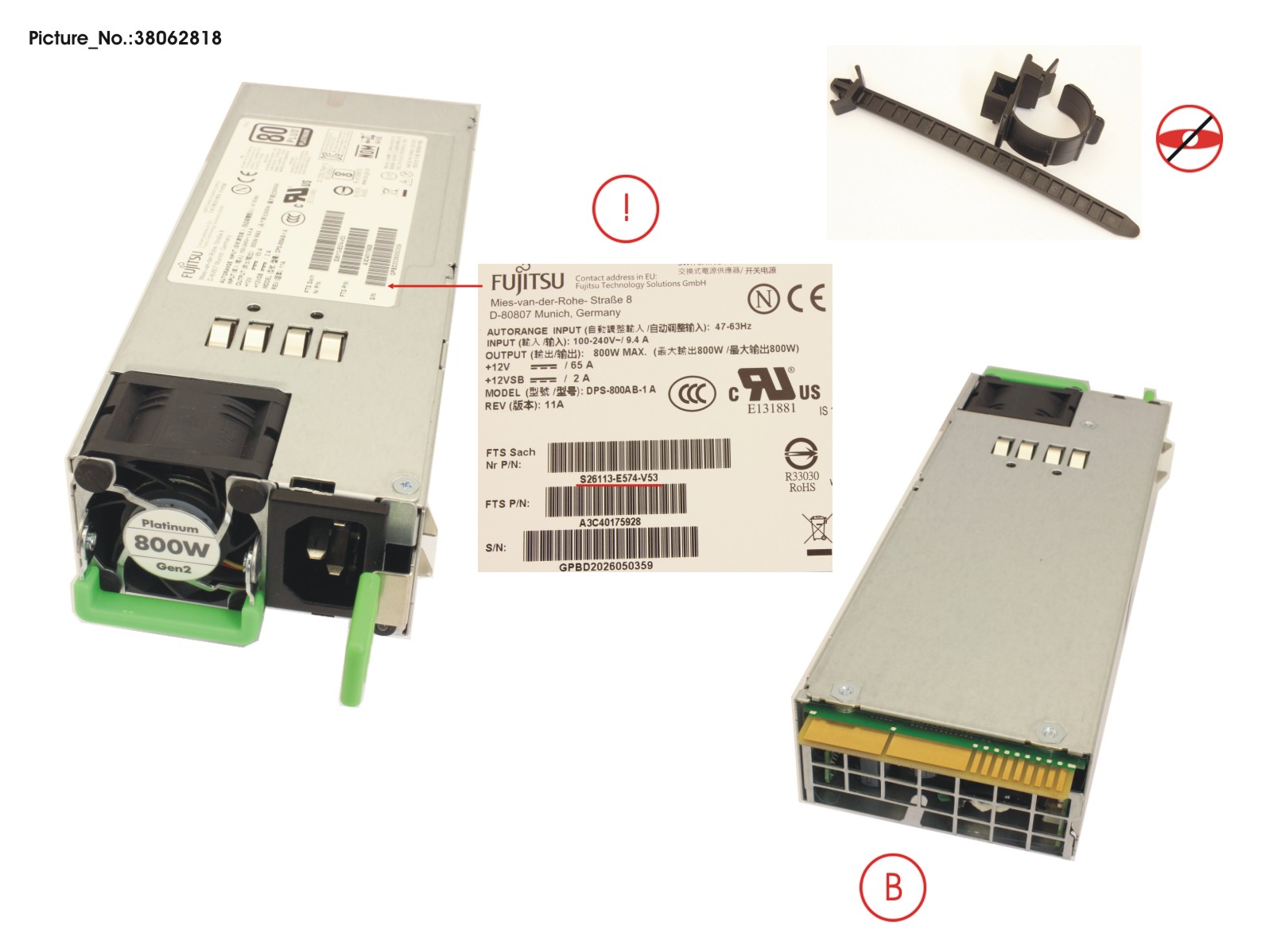 FUJITSU MODULAR PSU 800W PLATINUM HP