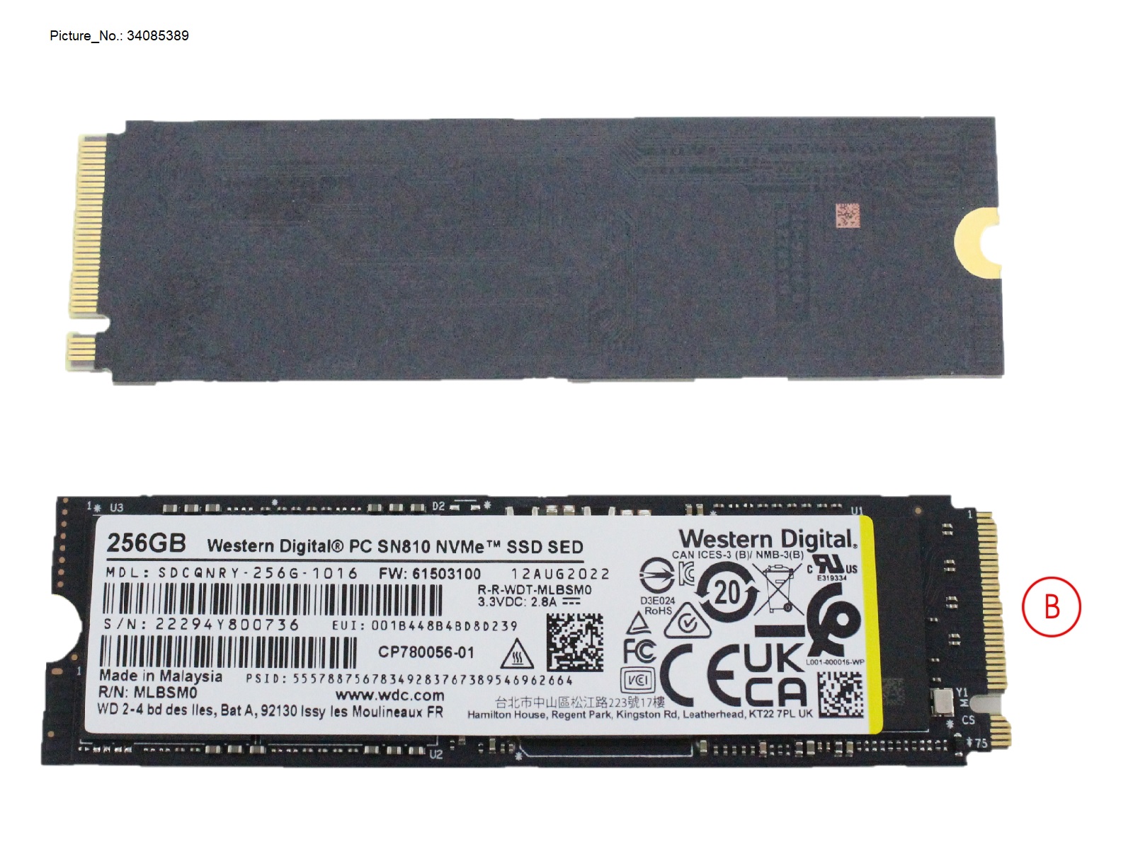 SSD PCIE M.2 2280 256GB SN810 (SED) SSD PCIE M.2 2280 256GB SN810 (SED)