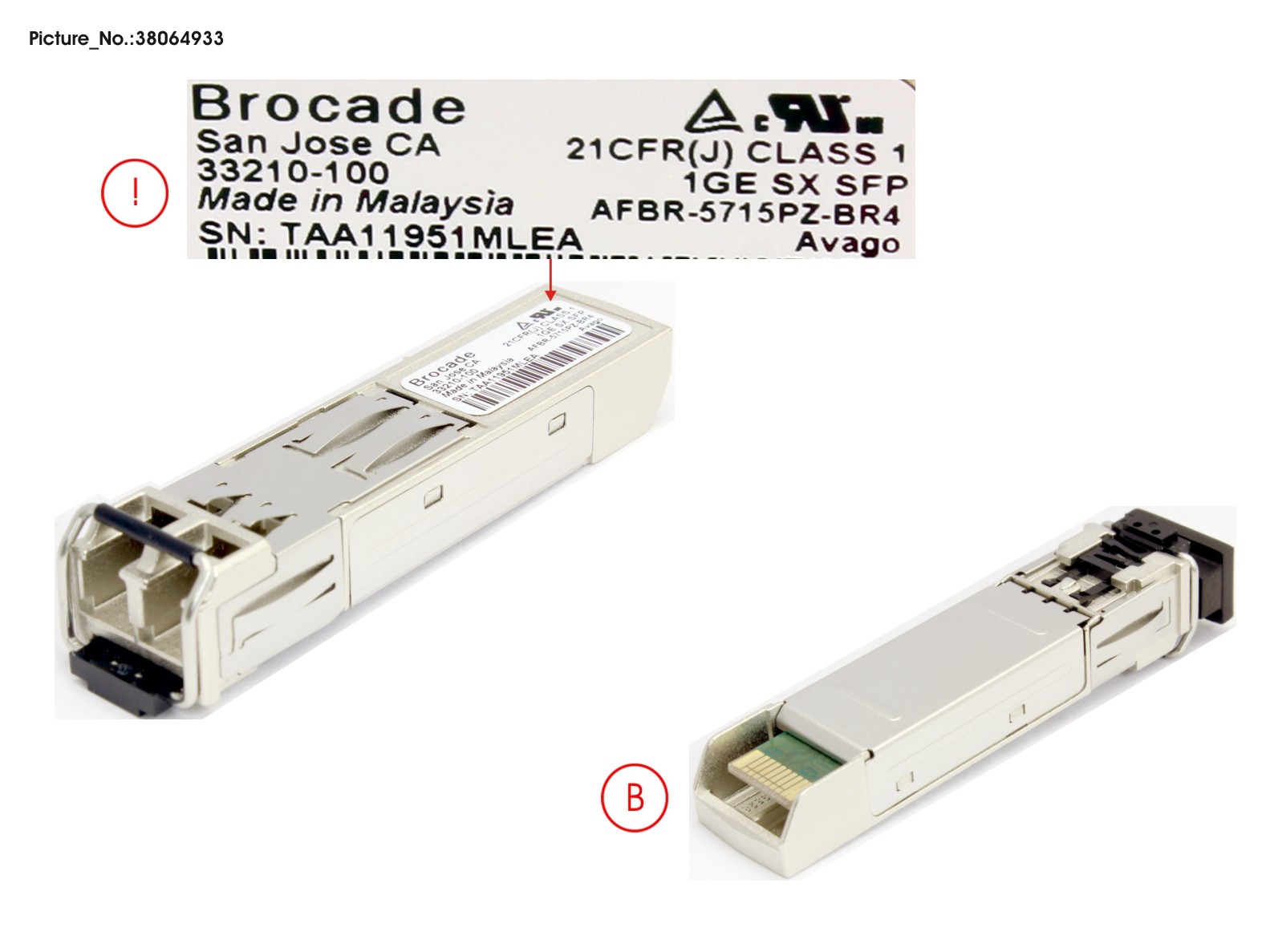 SFP, 1GBE, 1000BASE-SX, LC CONNECTOR