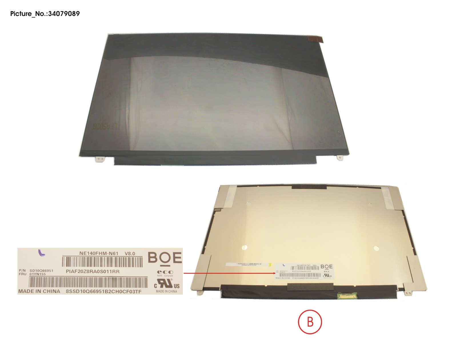 LCD ASSY 14 FHD W/ PLATE