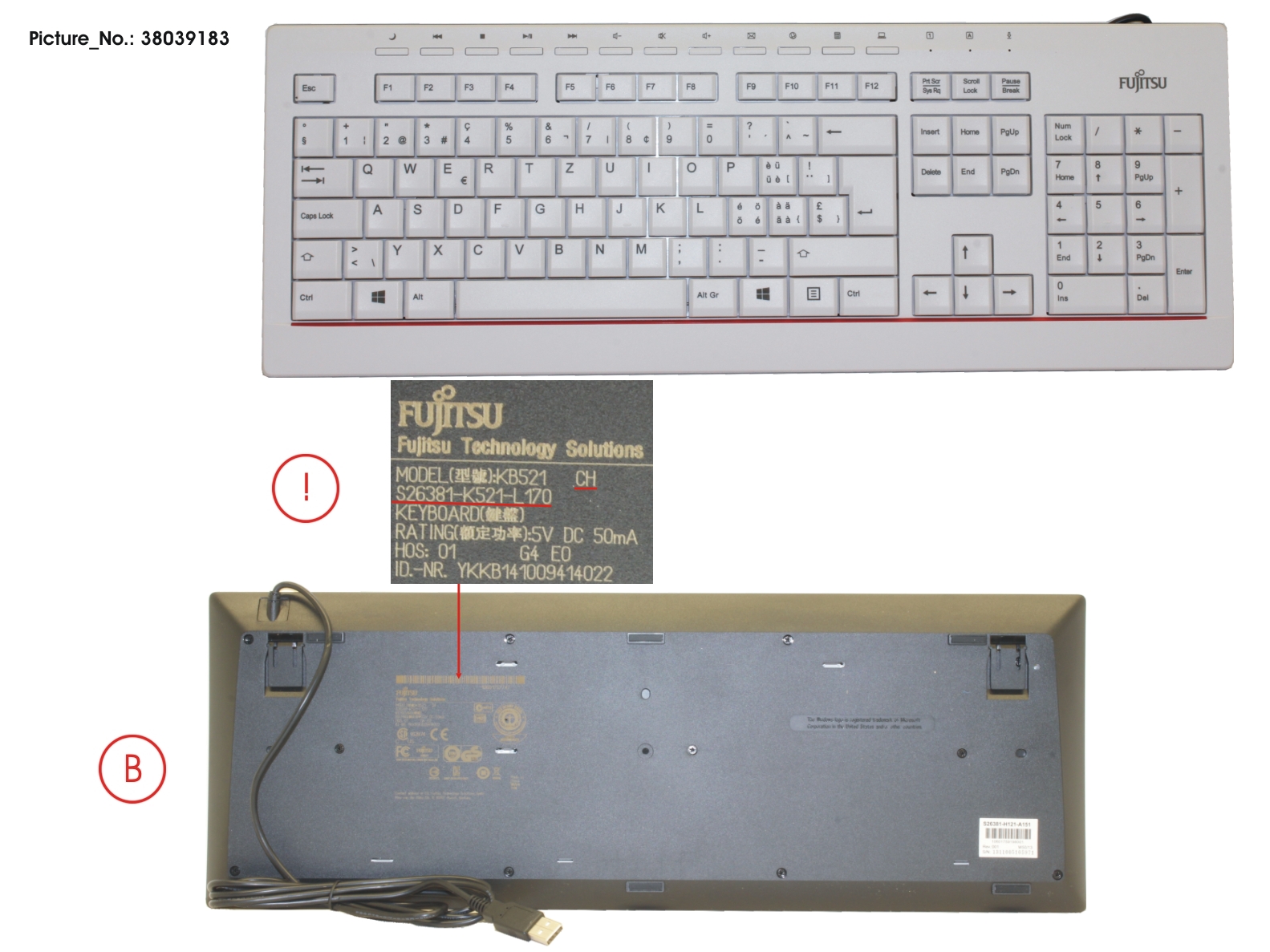 FUJITSU KEYBOARD KB521 CH