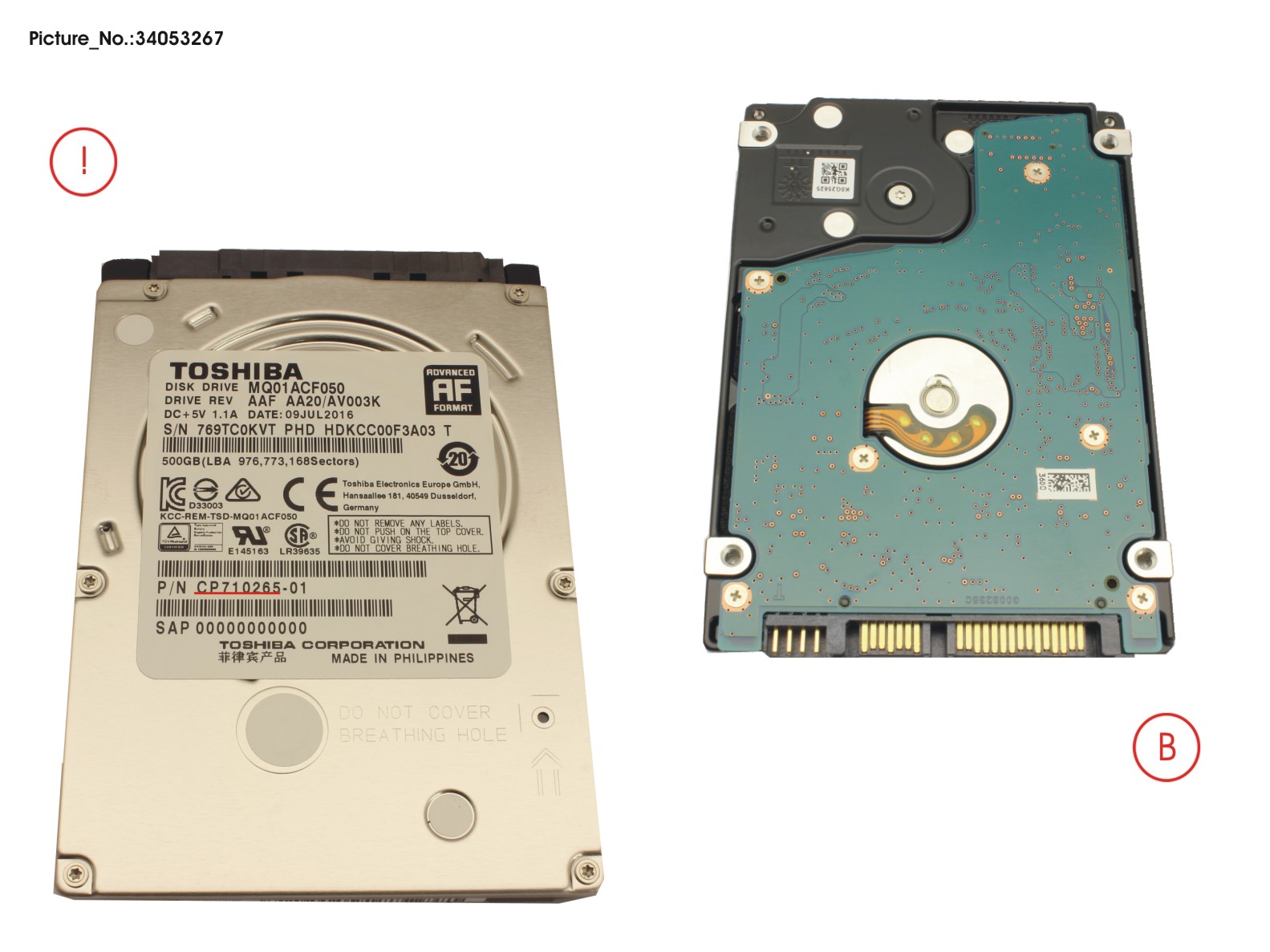 HDD 500GB SATA2-5 S3 7,2K/TOS 4K-AF(7MM)