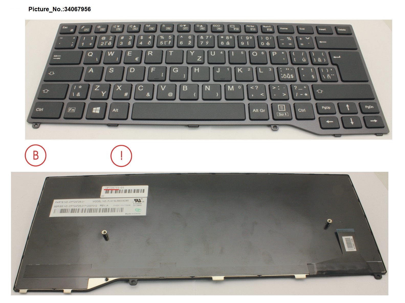 FUJITSU KEYBOARD BLACK W/O TS CZECH/SLOVAKIA