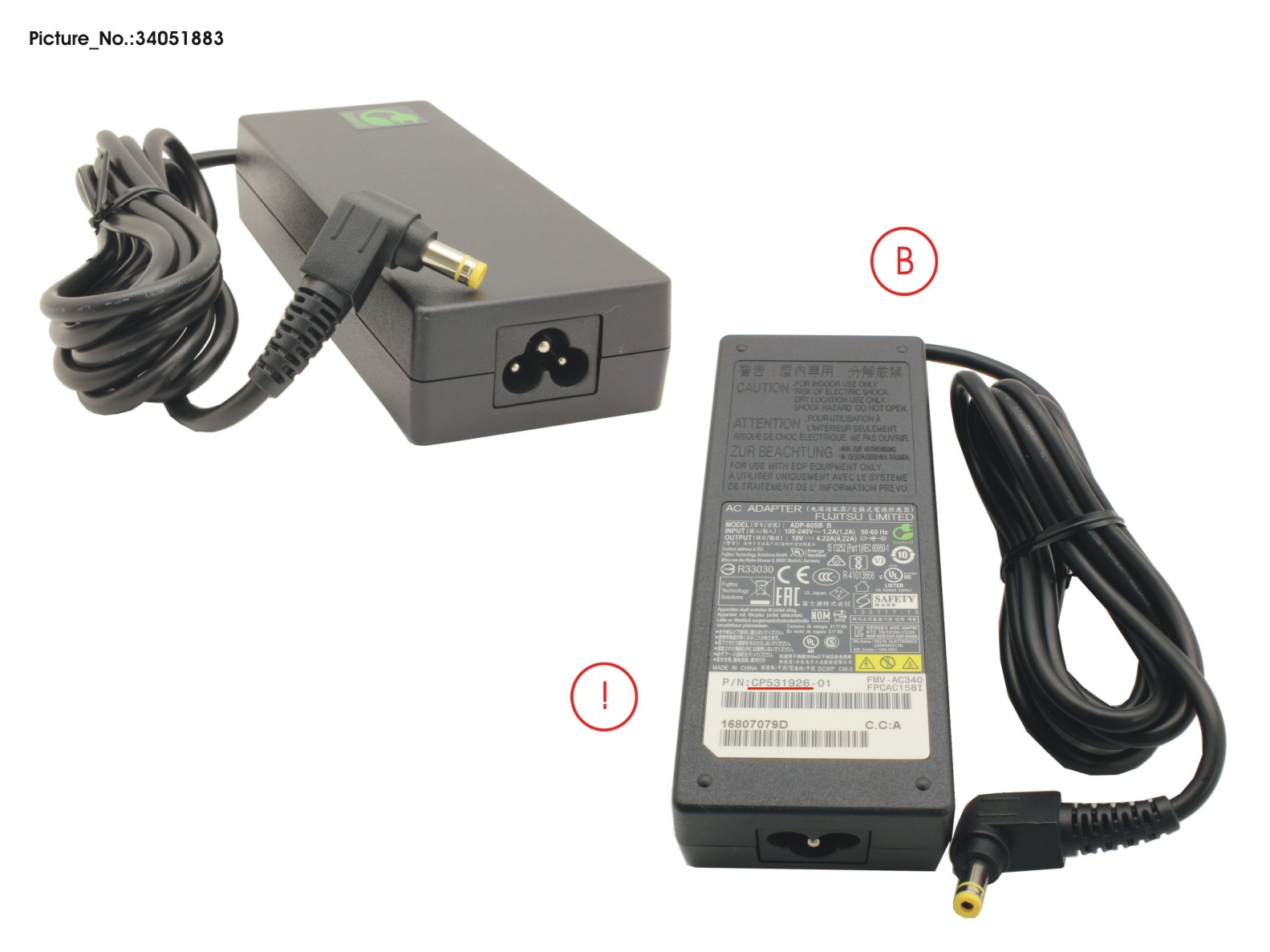 Fujitsu AC-ADAPTER 19V 80W 3PIN FOR