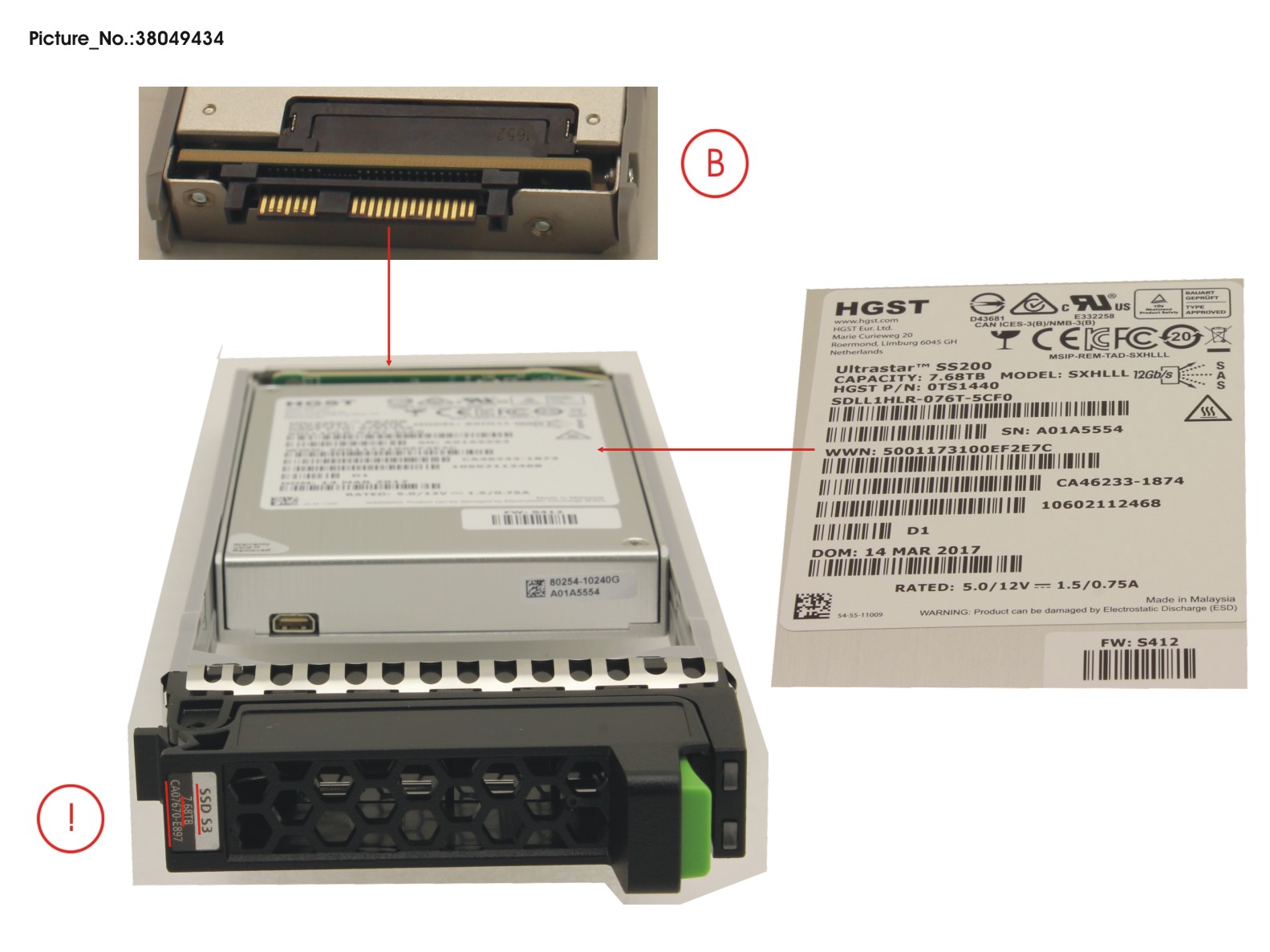 DX1/200S3 MLC SSD SAS 7.68TB 12G 2.5 X1