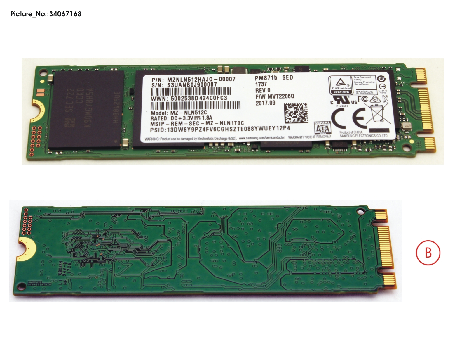 SSD S3 M.2 2280 PM871B 512GB(OPAL)